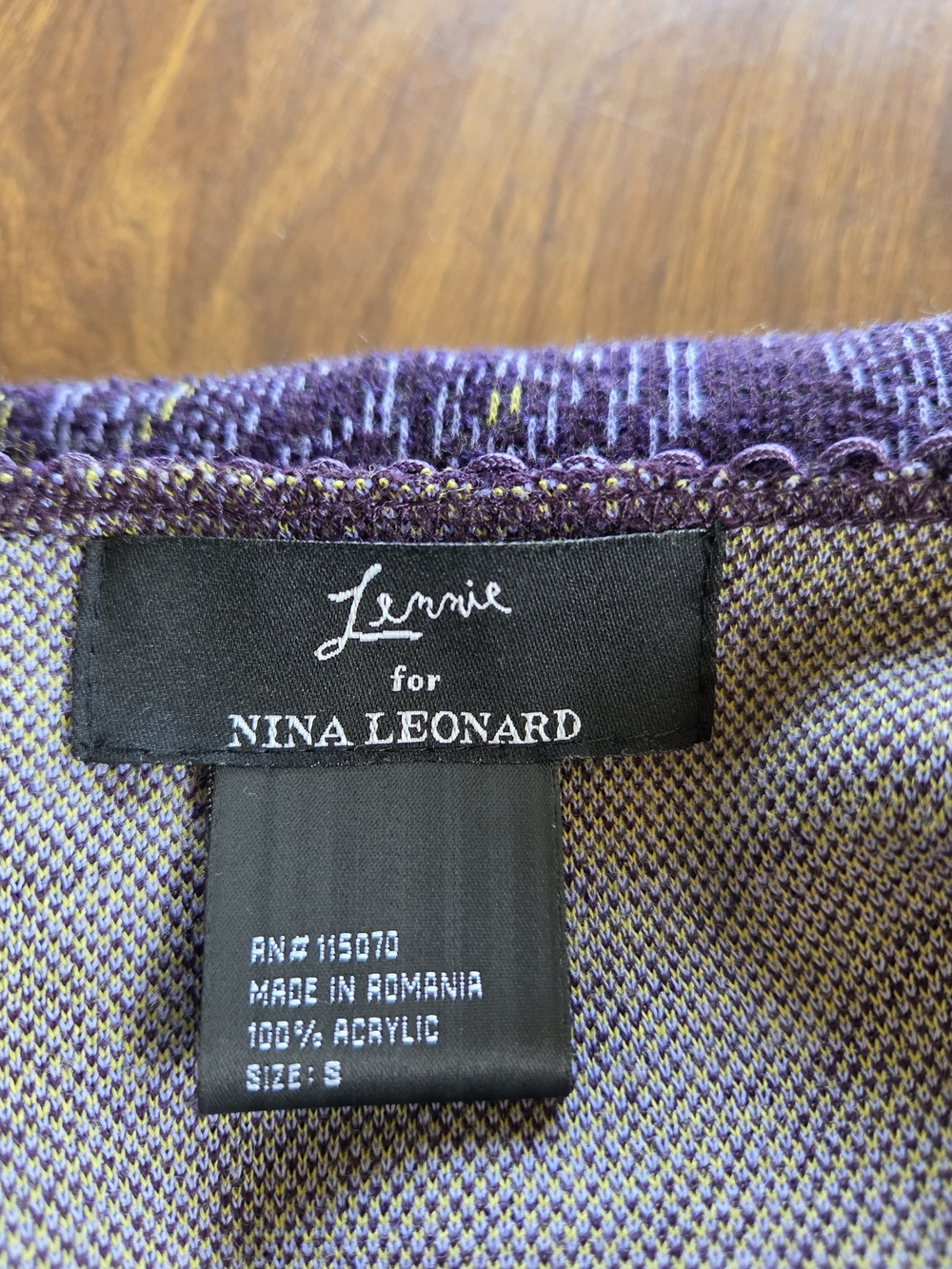 Nina Leonard Purple and Yellow Knit Cardigan